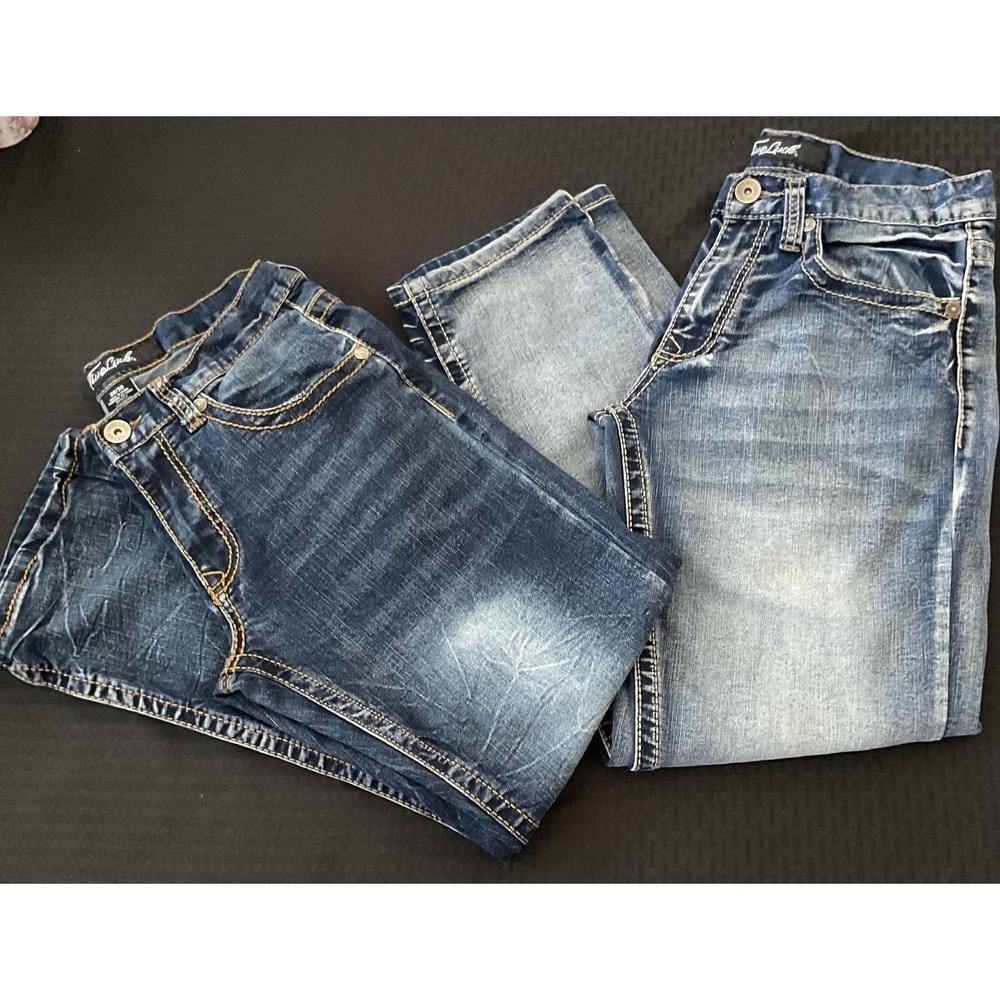 Lot Of 2 True Luck Jeans Mens 30x30 Blue Medium Wash Distressed Stretch Pockets